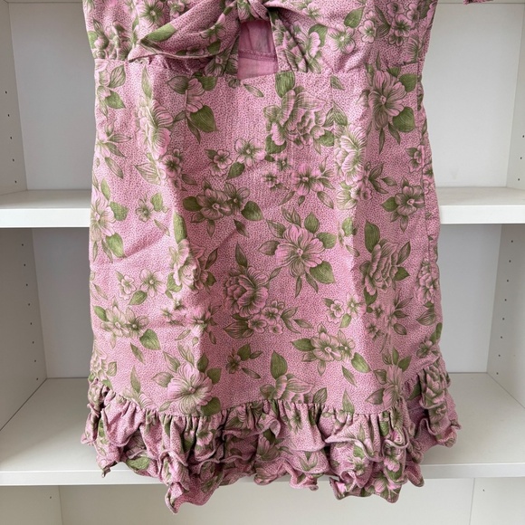 VERGE GIRL Pink Floral Ruffle Front Tie Dress - Picture 5 of 8